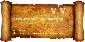 Mitterhöfer Martos névjegykártya